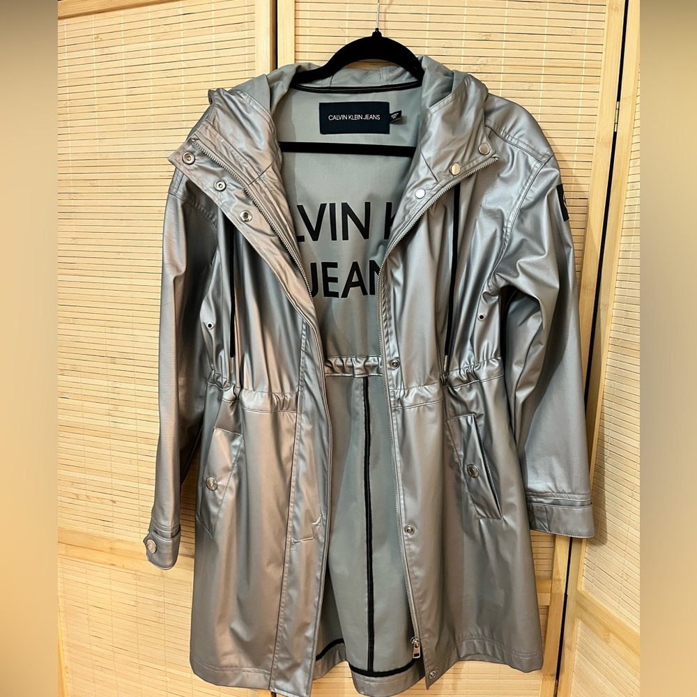 Calvin Klein Metallic Silver Trench Coat